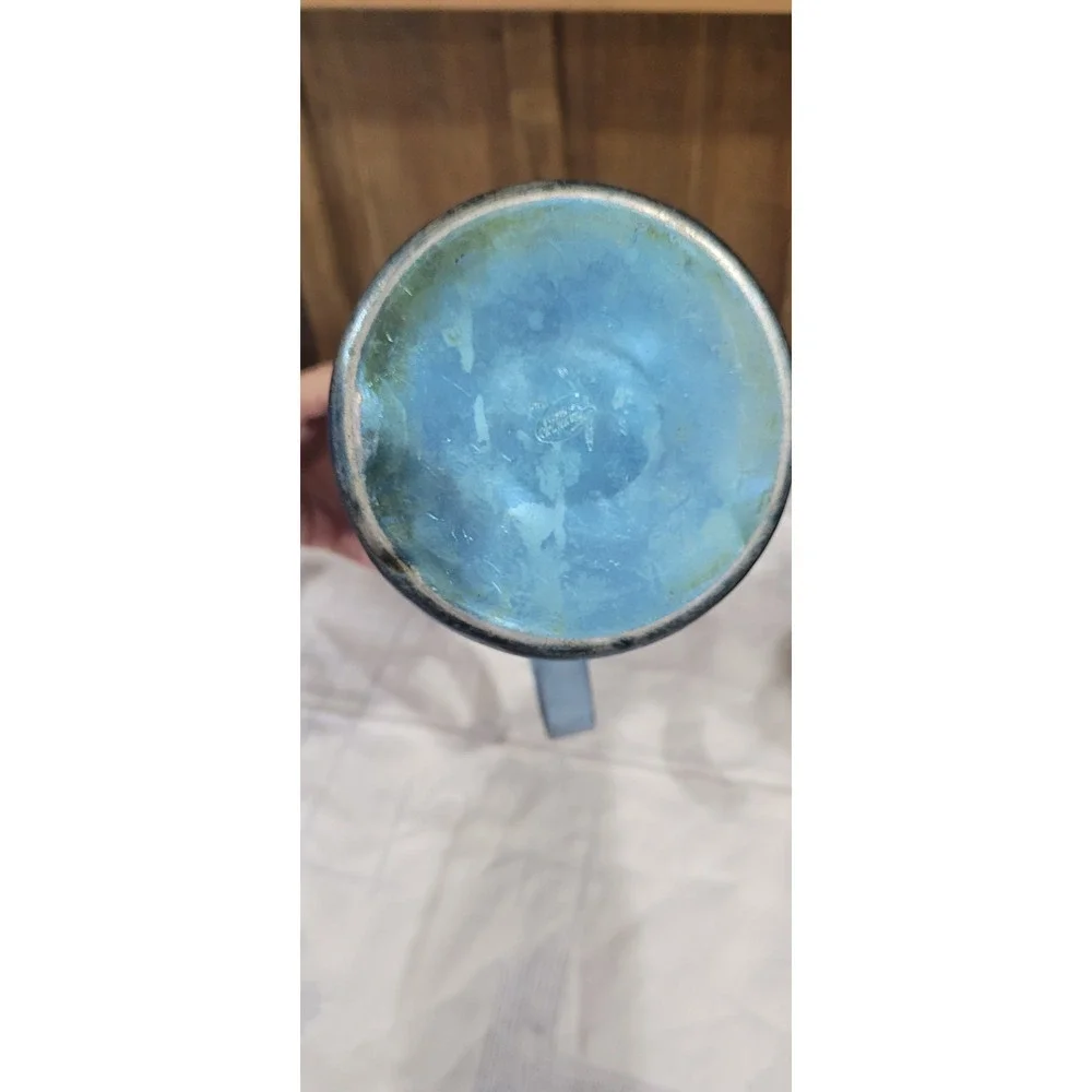 MCM VINTAGE AQUA/BLUE ALUMINUM PITCHER Made in Italy 8